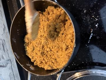 Stirring the dry roast