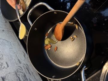 Roasting spices in ghee