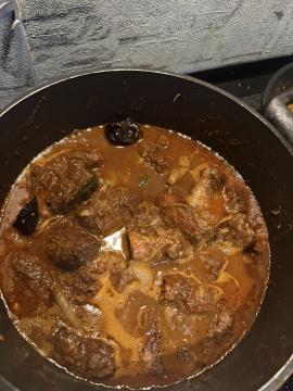 Kebab curry simmering with gravy