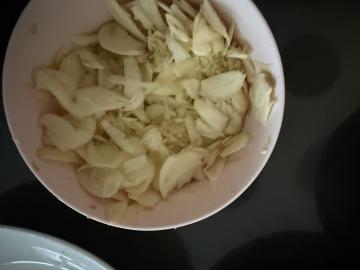 Crushed garlic ready to go