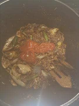 Ketchup added to the masala mix
